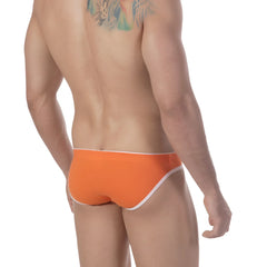 Orange briefs with white trim from metromalewear terrace hip brief 3106-14 designed for comfortable wear