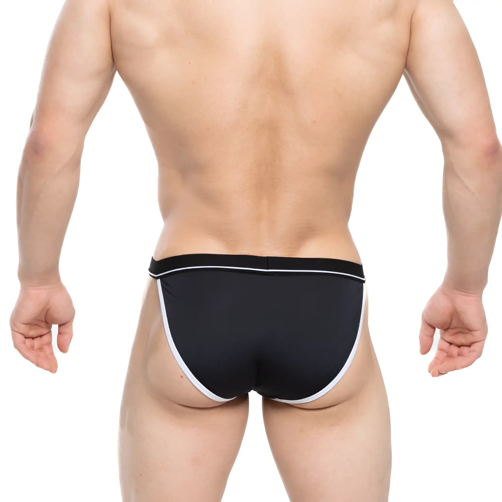 Black swim trunks with white trim metro male wear tomcat bikini black 2904-20 comfortable and stylish beachwear