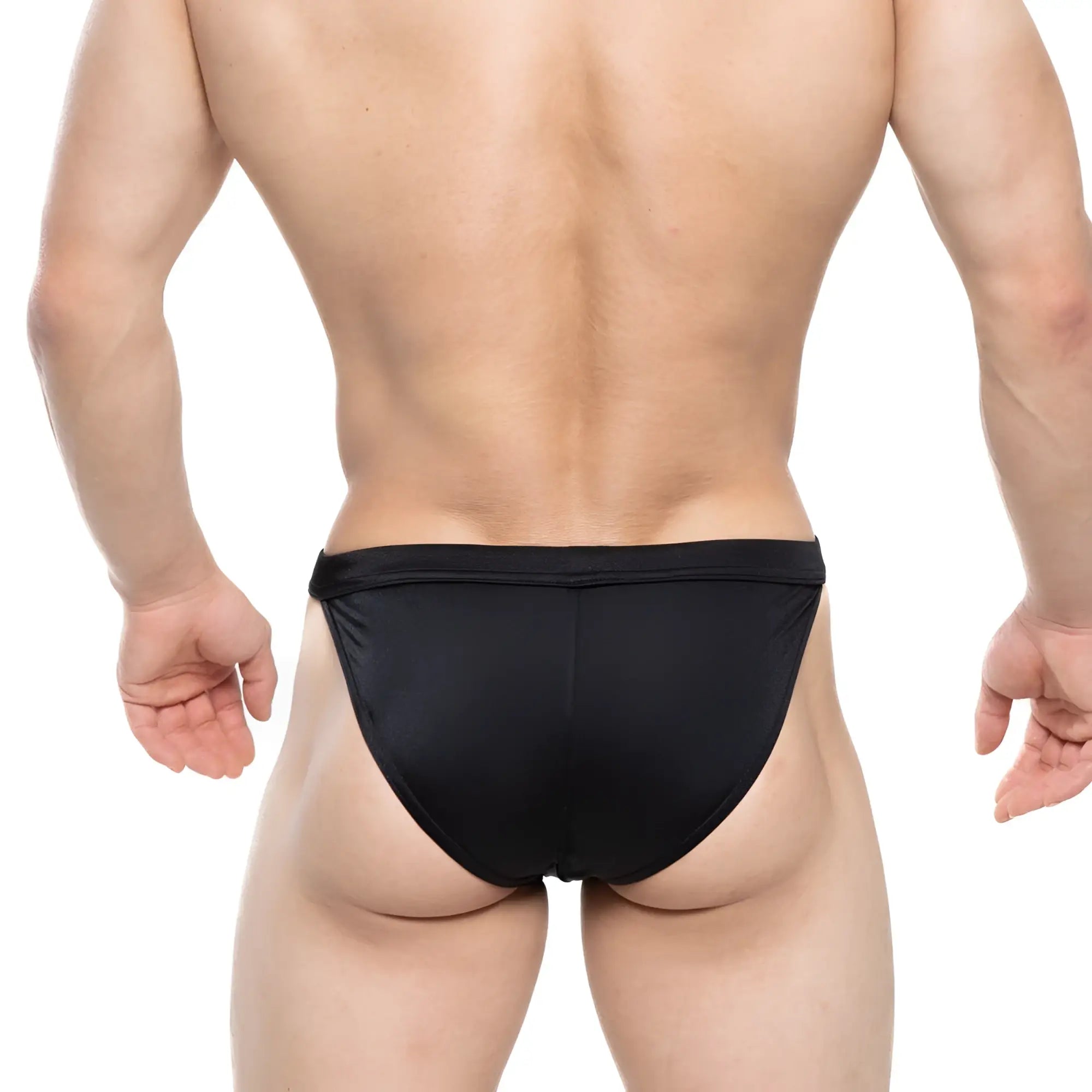 Black MetroMaleWear Torres swim bikini with smooth stretchy fabric form-fitting design and narrow waistband