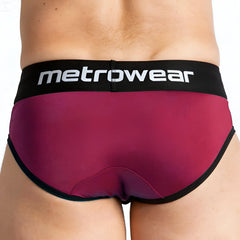 Metromalewear travis brief burgundy 5106-29 maroon and black sleek form-fitting mens briefs