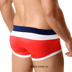 MetroMalewear trio swim trunk red 4913-12 red white and navy blue striped briefs with a snug fit