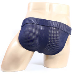 Navy blue mesh briefs with a solid waistband from metromalewear tull bikini 3304-31 for comfortable daily wear