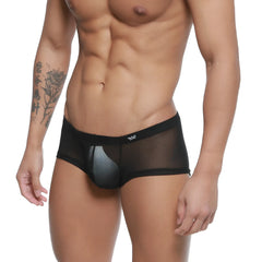 MetroMalewear tull negro trunk 2125-70 black mesh briefs with sheer form-fitting design and subtle metallic front accent