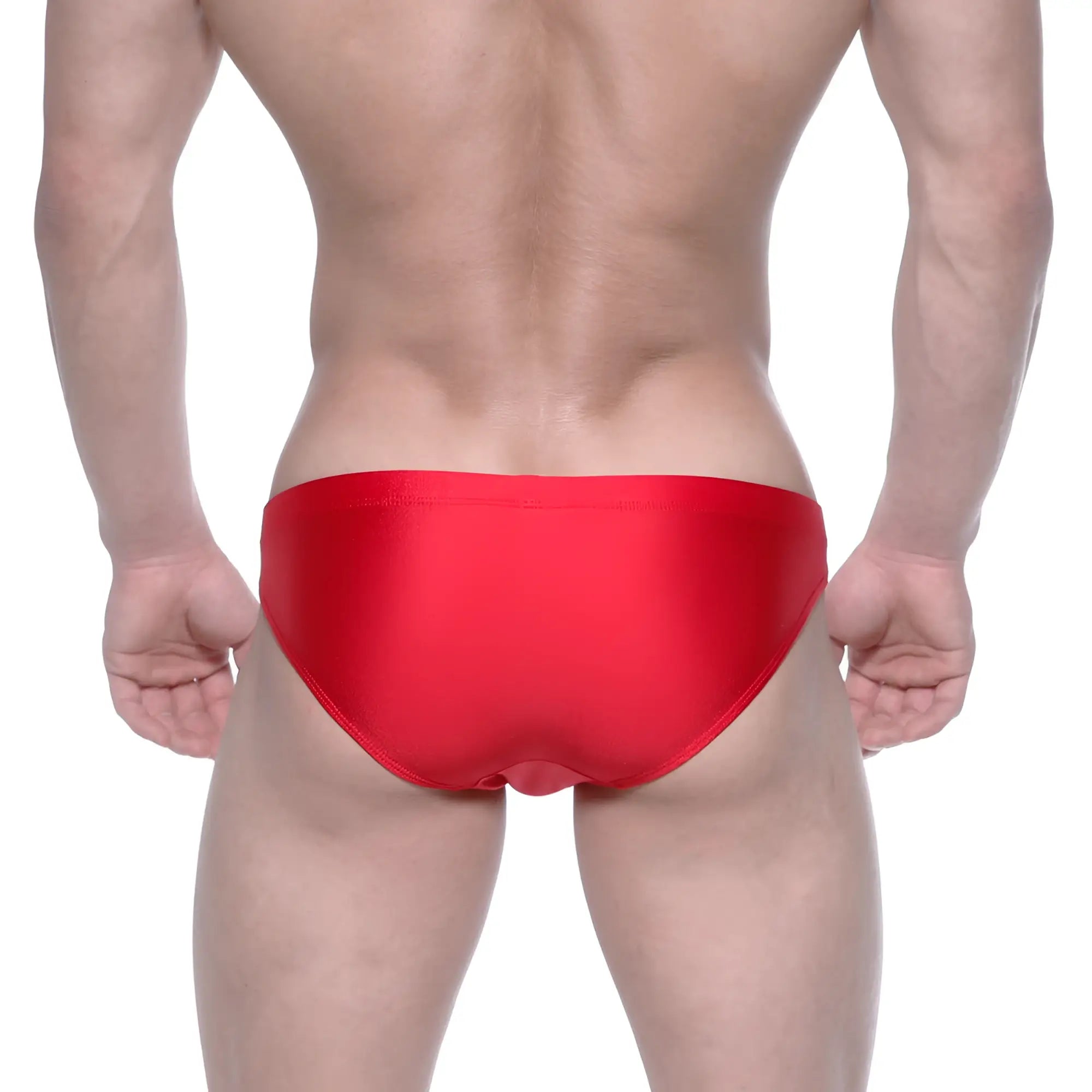 MetroMaleWear Ultimo bikini red 4963-12 vibrant red sleek satin swim trunks perfect for stylish swimwear