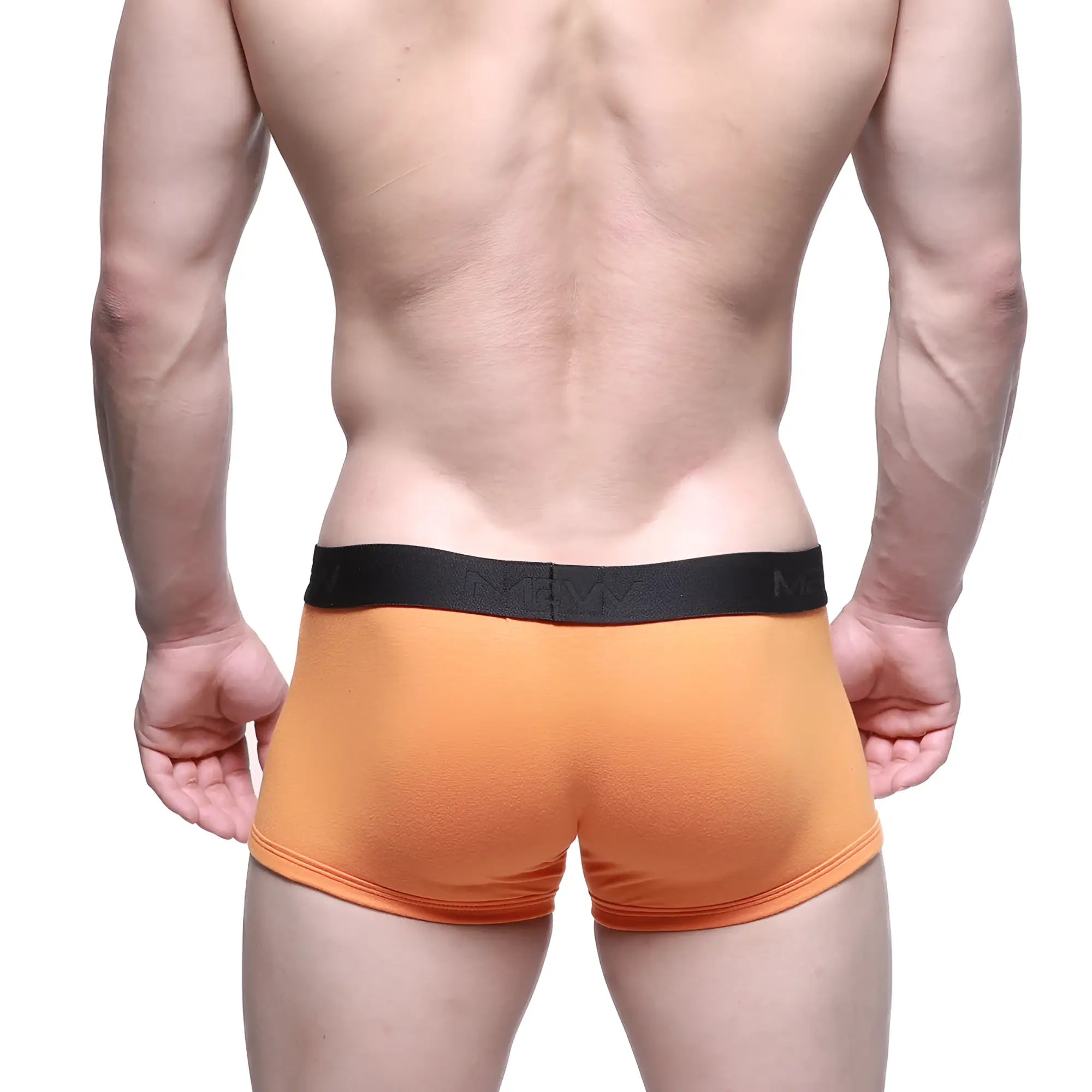 Orange mens briefs with black elastic waistband branded men metro malewear uphole short boxer 3030-14