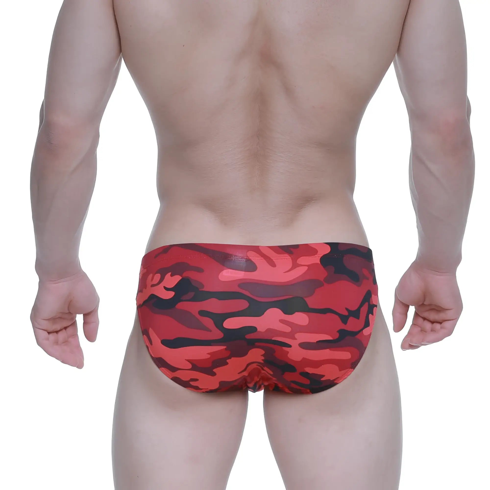 Metro malewear urban camo bikini 5103-m90 red and black camouflage patterned swim trunks for men