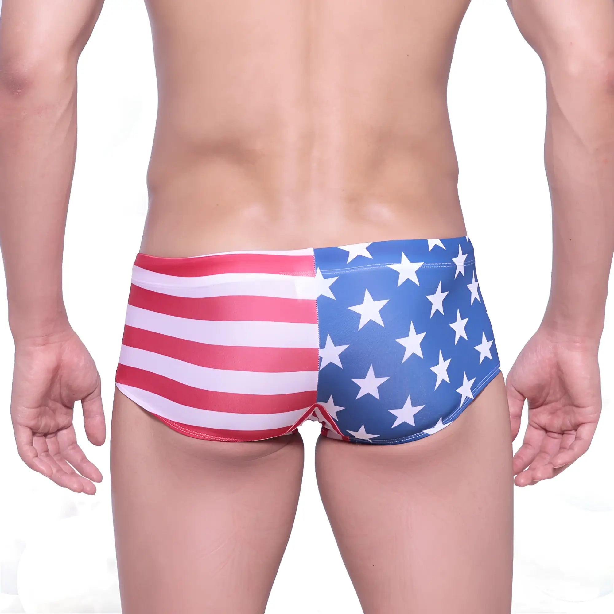 MetroMaleWear USA swim trunk 4938-90 features American flag-themed red white and blue colors for patriotic style