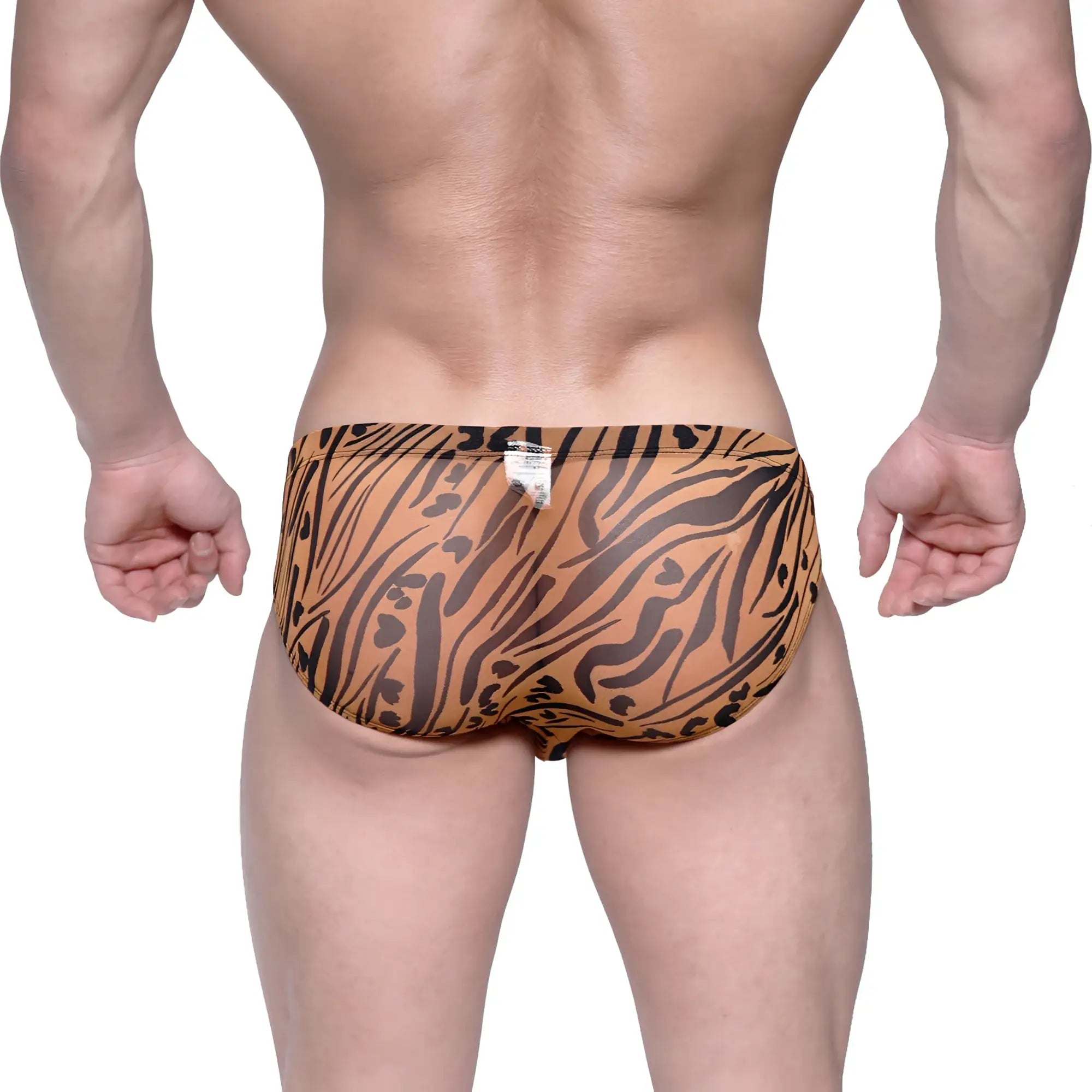 MetroMalewear Vasco hip brief animal gold 5103-75 swim trunks with orange and black tiger stripes for men