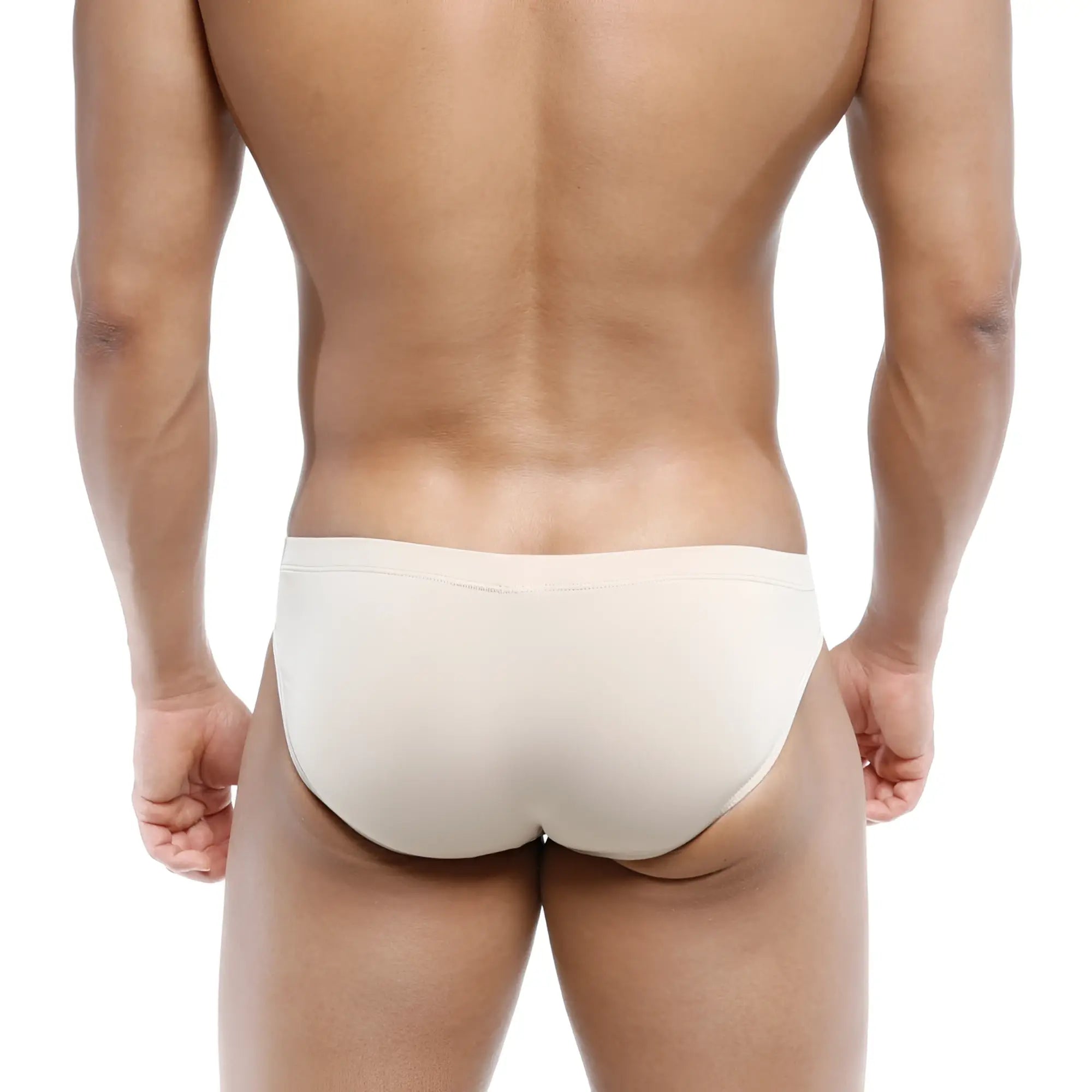 Beige metro male wear vasco hip briefs with smooth form-fitting design for comfortable daily wear