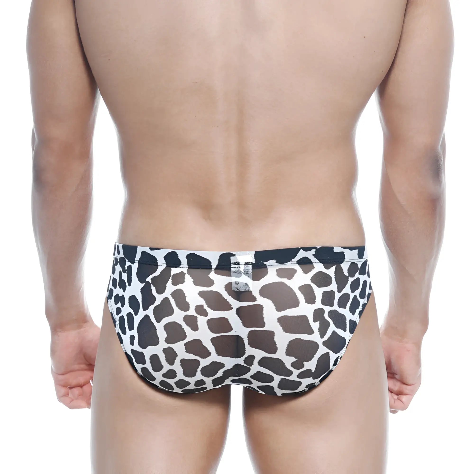 MetroMaleWear Vasco hip brief white with black and brown giraffe print pattern for stylish men’s underwear