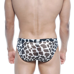MetroMaleWear Vasco hip brief white with black and brown giraffe print pattern for stylish men’s underwear