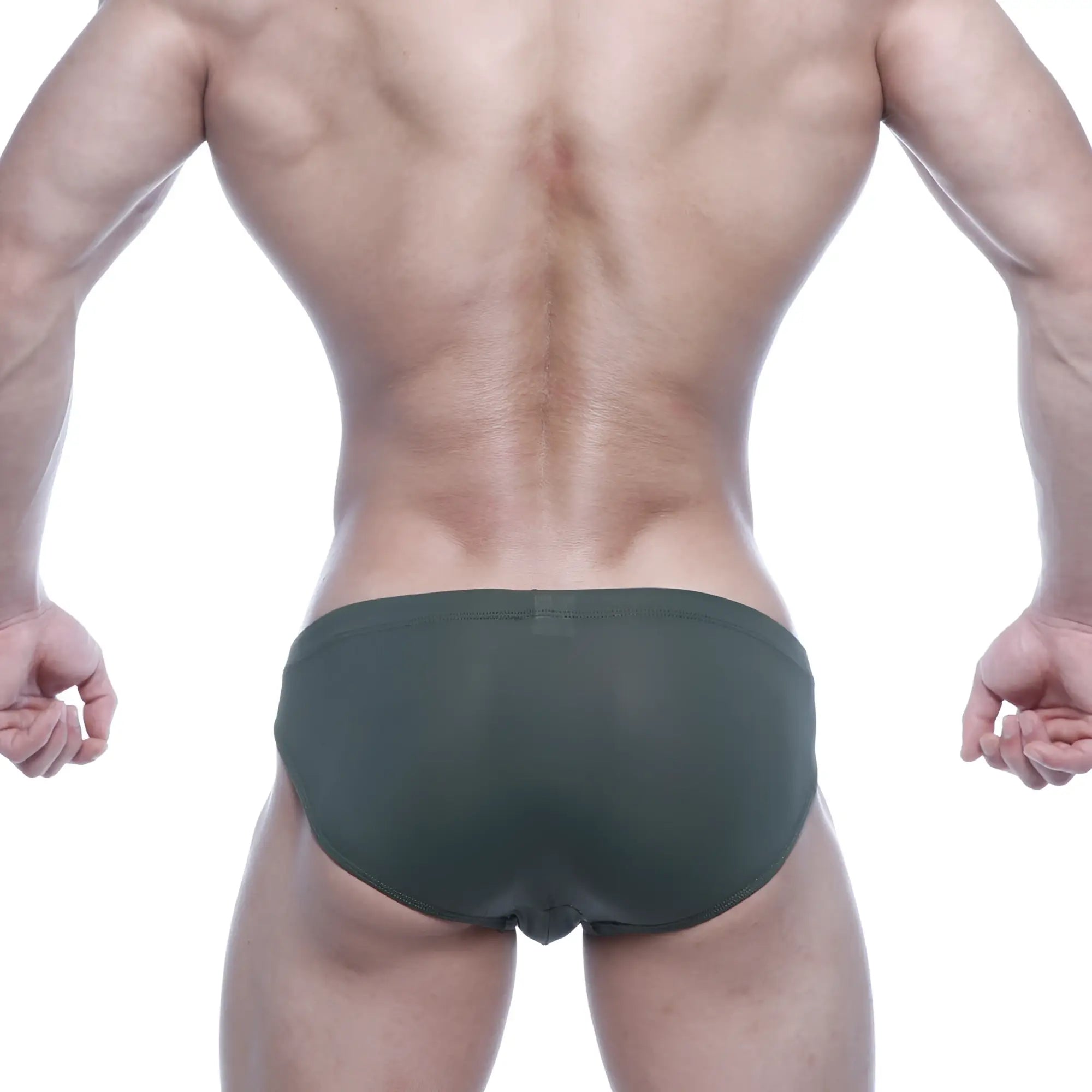 Dark green sheer mesh briefs metro male wear vasco hip brief 5103-26 showing front view
