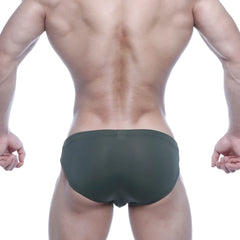 Dark green sheer mesh briefs metro male wear vasco hip brief 5103-26 showing front view