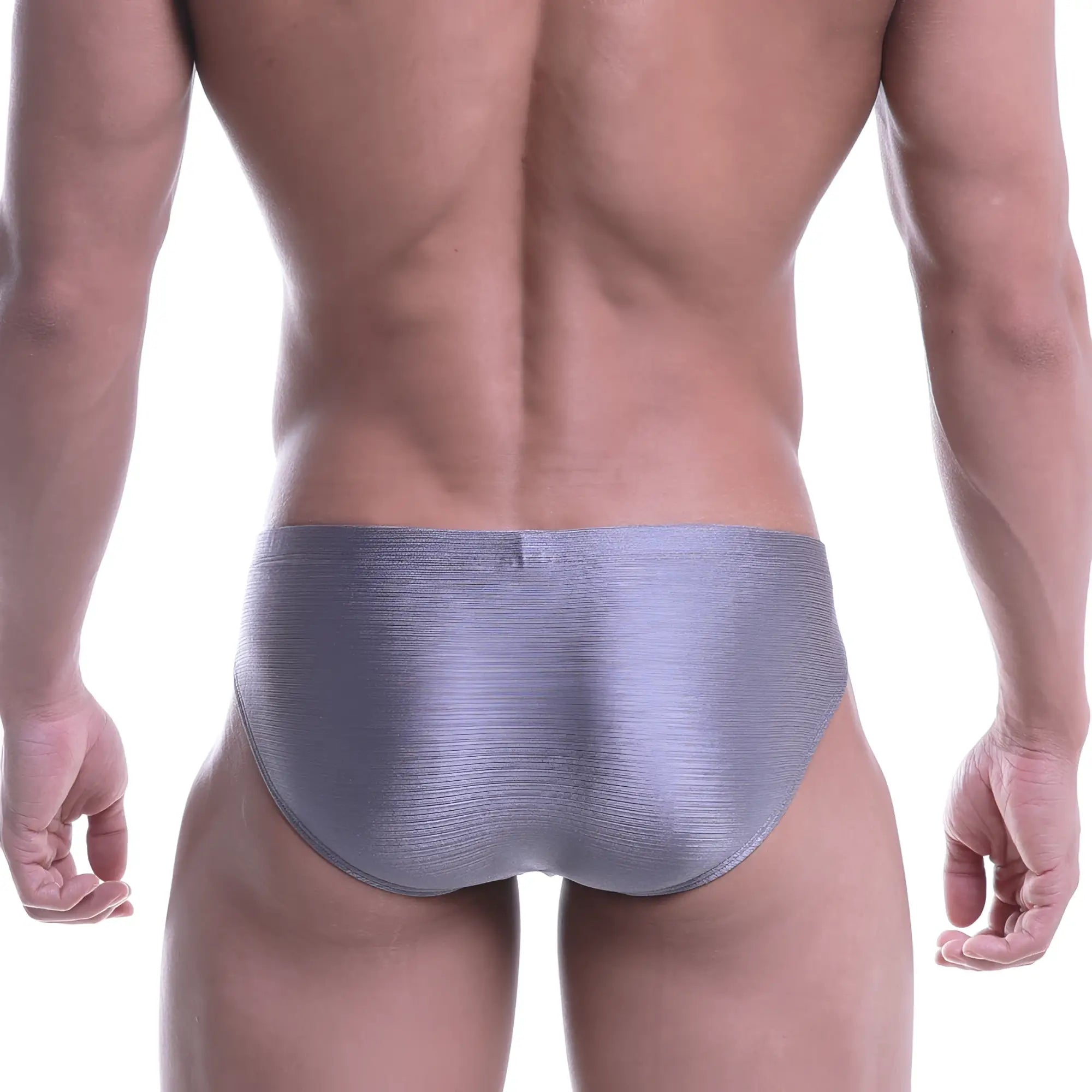 Silver textured briefs metal gray metroMalewear vasco hip brief 5103-11 showcasing front design