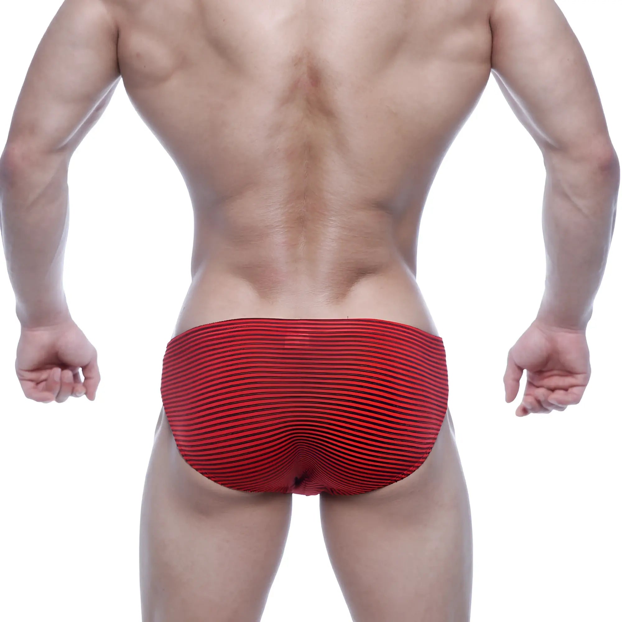 Metro malewear vasco hip brief red stripe 5103-47 featuring textured ribbed fabric in red and white stripes