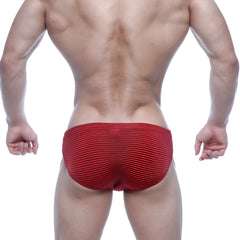 Metro malewear vasco hip brief red stripe 5103-47 featuring textured ribbed fabric in red and white stripes