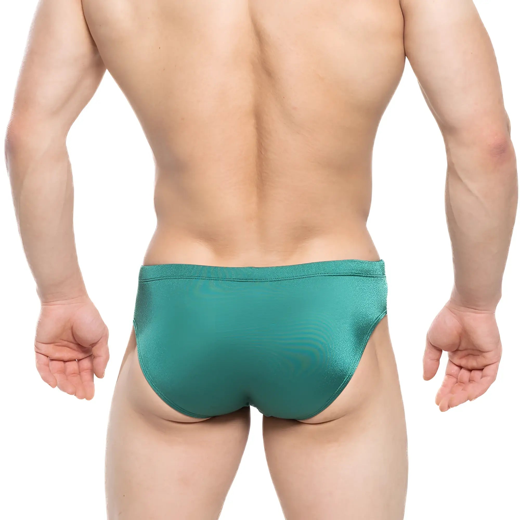 MetroMaleWear Versity swim brief green shimmering teal with sleek form-fitting design ideal for swimming and beachwear