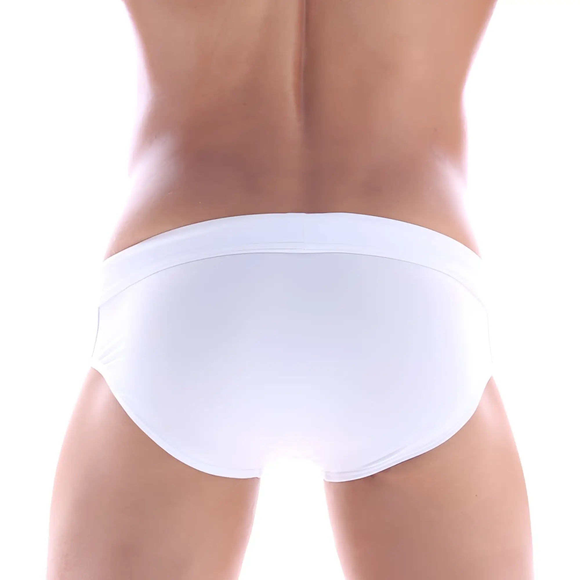 White metro male wear swim briefs with smooth seamless design and waist belt for comfortable fit