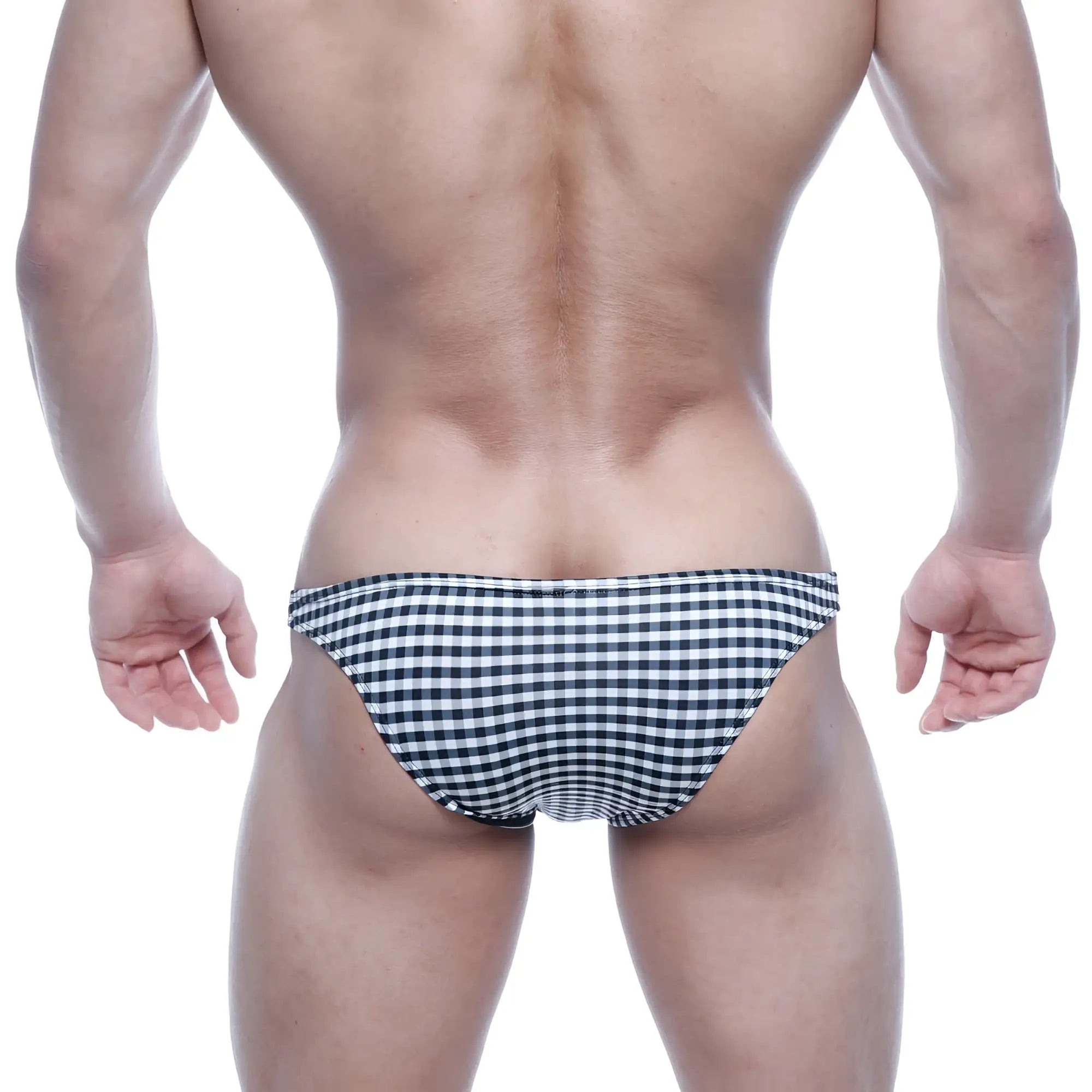 Black and white checkered swim trunks metro malewear xtreme bikini black plaid 6005-41 for swimming and beachwear