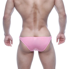 MetroMaleWear Xtreme bikini briefs in pink and white gingham pattern combining comfort and style