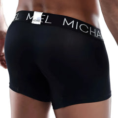 Black michael mlg009 boxer trunk briefs with white logo band offering comfortable fit and support