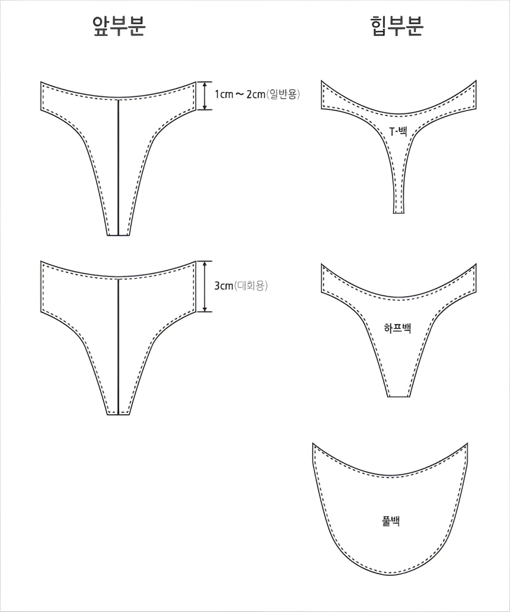Black line drawings of various xl size snake skin thong bikini bottoms with korean labels for miiw posingwear product p1000x
