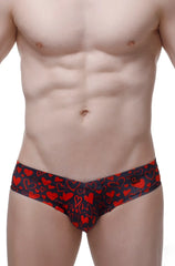 Mini boxer king of hearts red heart-patterned dark blue men’s briefs made of soft fabric for comfortable wear