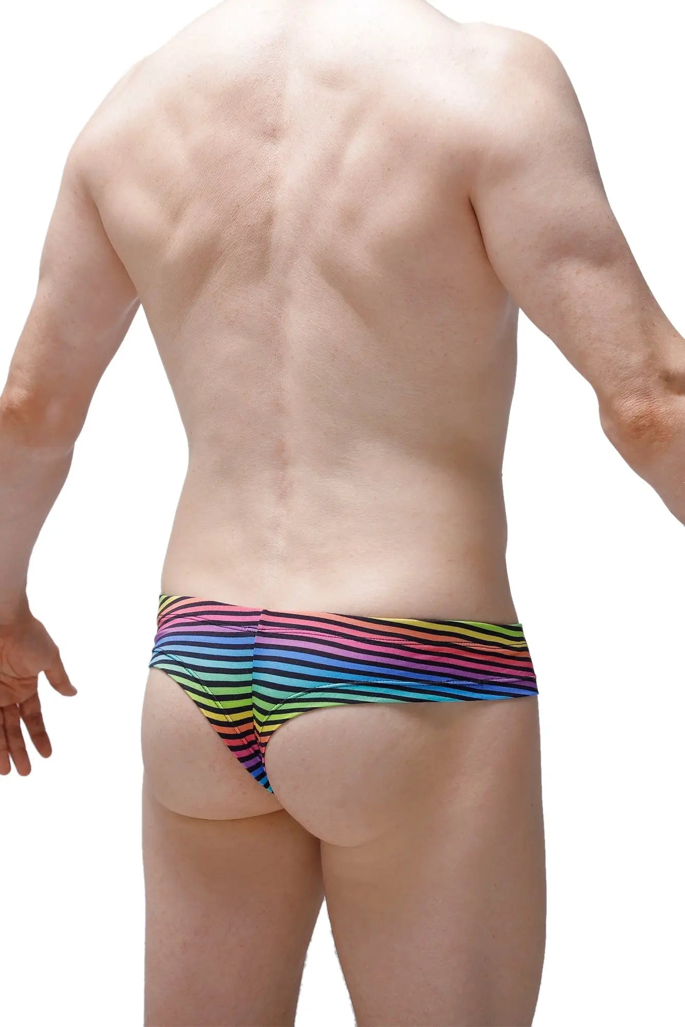 Mini boxer monti rainbow-striped swim trunks with snug form-fitting design for comfortable water activities