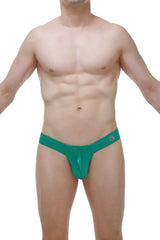 Mini boxer satin green emerald green shiny fabric briefs with snug fit and small logo on waistband