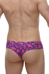 Petitq mini boxer tropical hearts vibrant pink and navy blue swim trunks with tropical leaf pattern for summer wear
