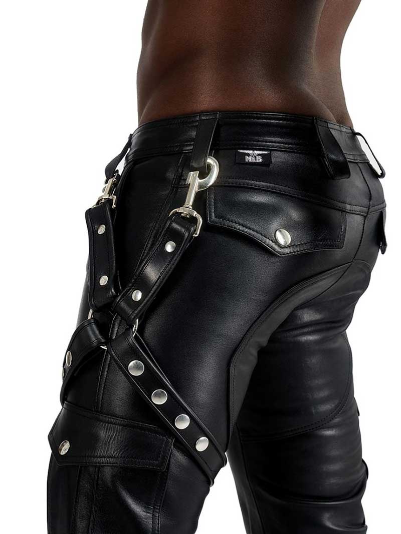 Harnais de jambe en cuir Mister B Noir 602804 Taille L/XL