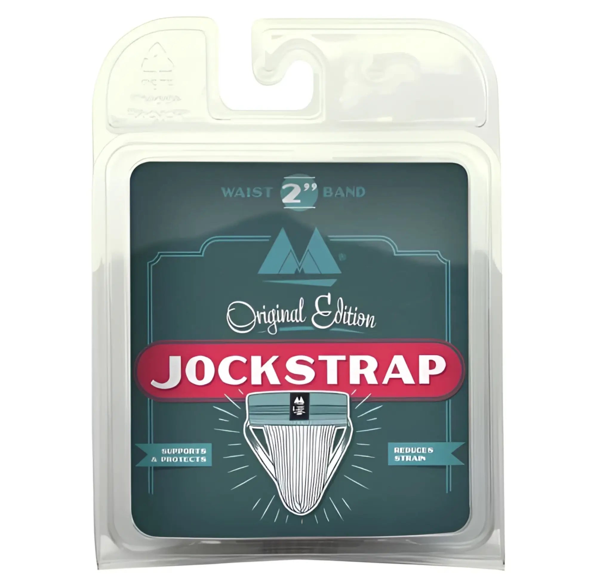 Mm original edition bike style jockstrap underwear in red grey with 2 inch waistband in clear plastic package
