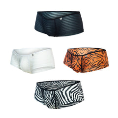 Black striped men’s briefs mob boyshort with subtle sheen and small logo on the waistband