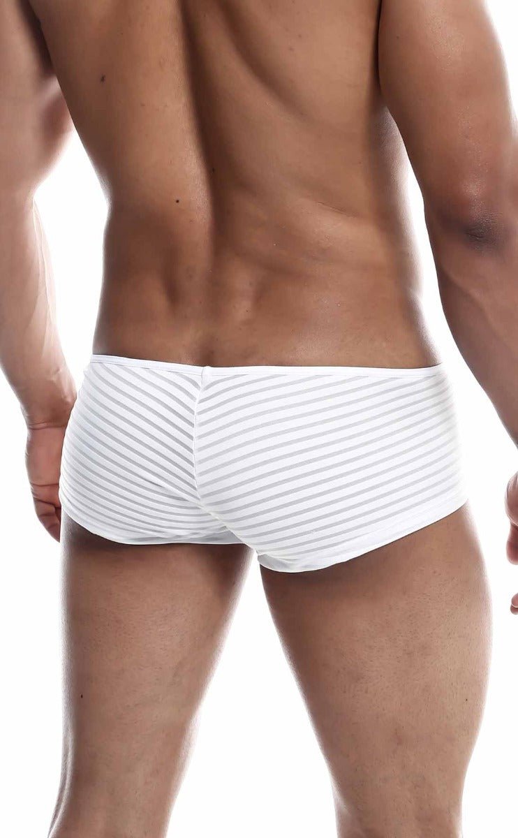 Mob boyshort white briefs with fine gray horizontal stripes comfortable soft cotton underwear