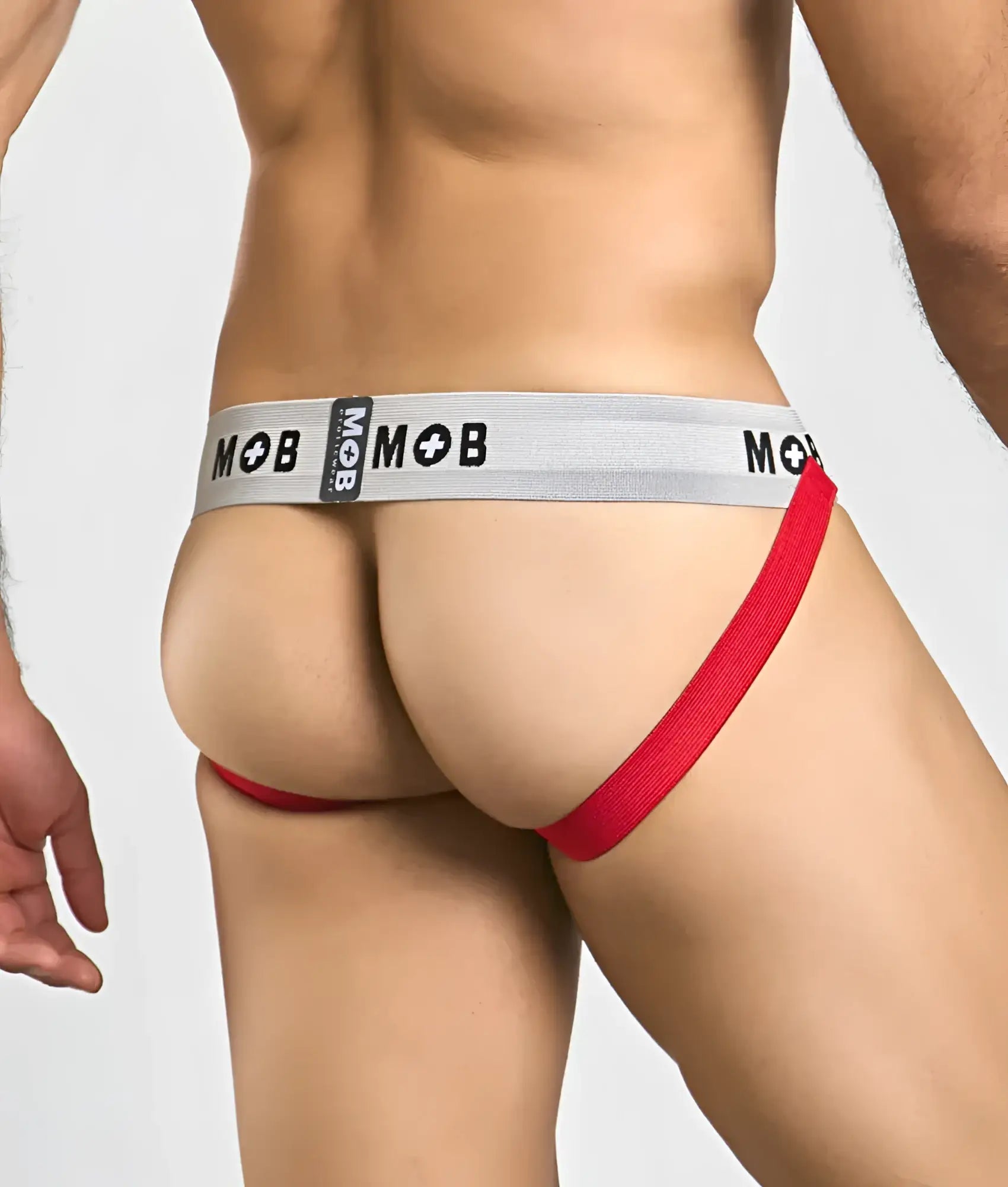 Red and gray mob classic jock 3 inches briefs with supportive contoured design for comfortable active wear
