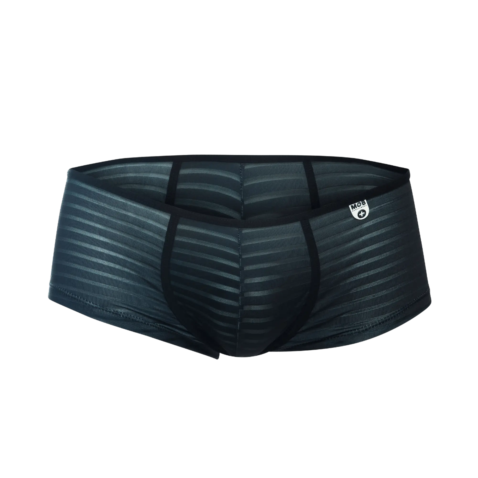 Black mens briefs mob boyshort with subtle striped pattern and reinforced side seams for comfortable wear