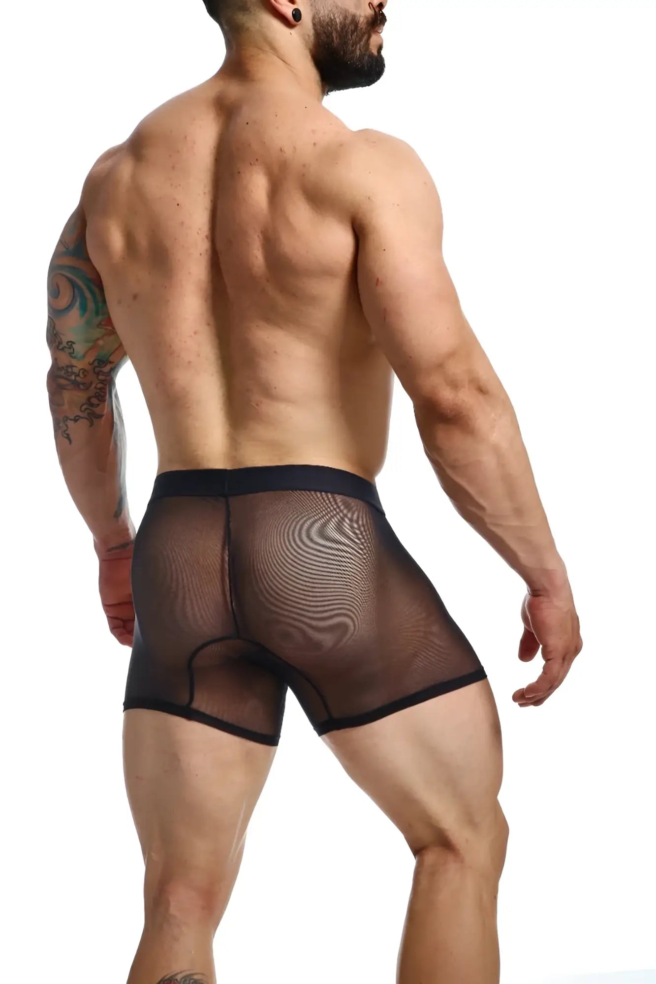 Black mesh boxer briefs mob mesh boxer with subtle wave pattern and reinforced waistband for breathable comfort