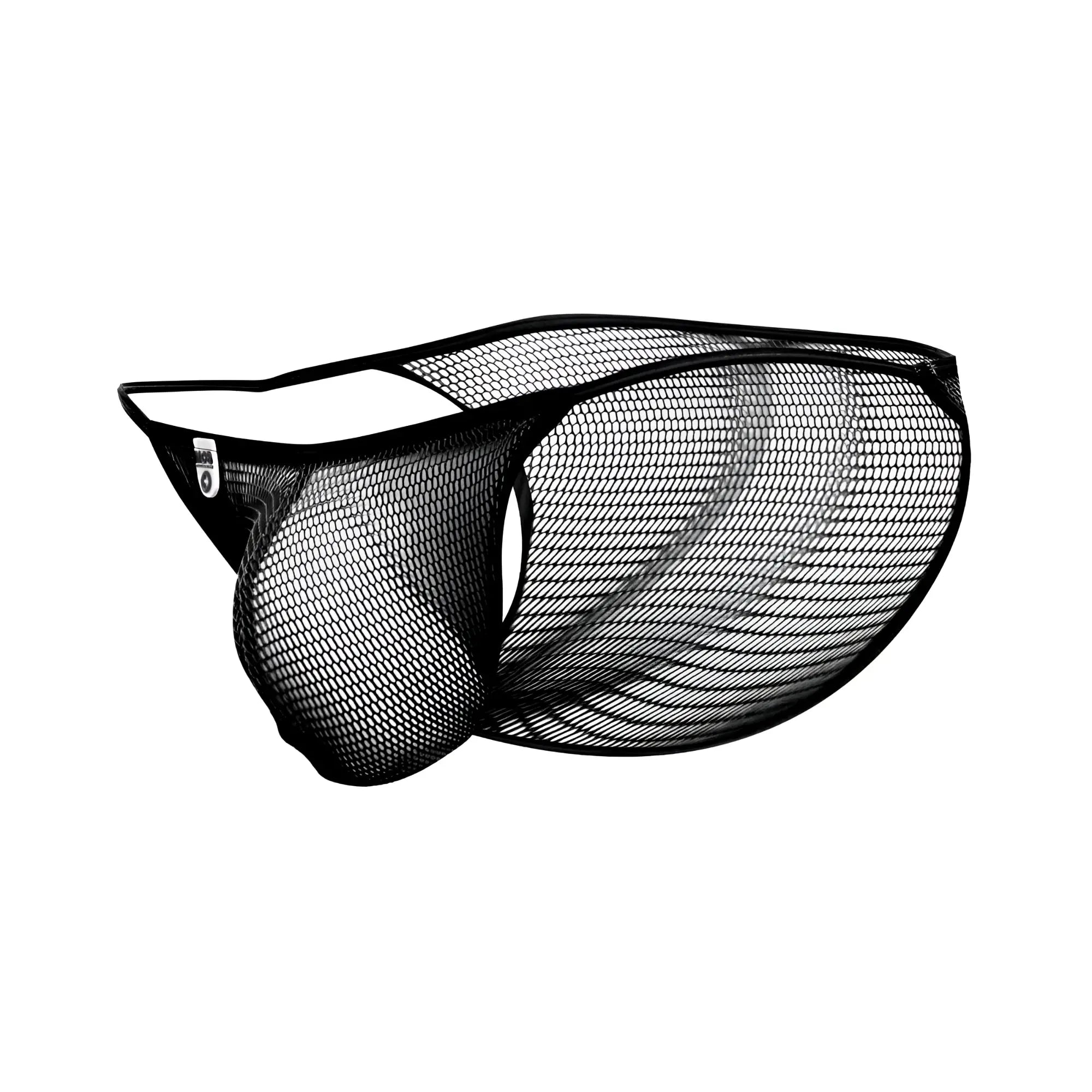 Black mesh briefs mob men’s fishnet bikini with sleek form-fitting design and reinforced elastic waistband