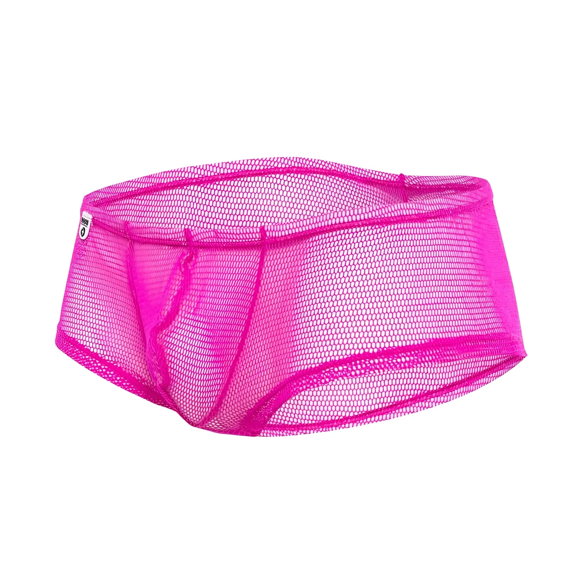 Mob men’s fishnet boxer short bright pink mesh briefs with a snug form fitting design