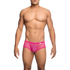 Bright pink mesh mob men’s fishnet boxer short with snug and form-fitting design