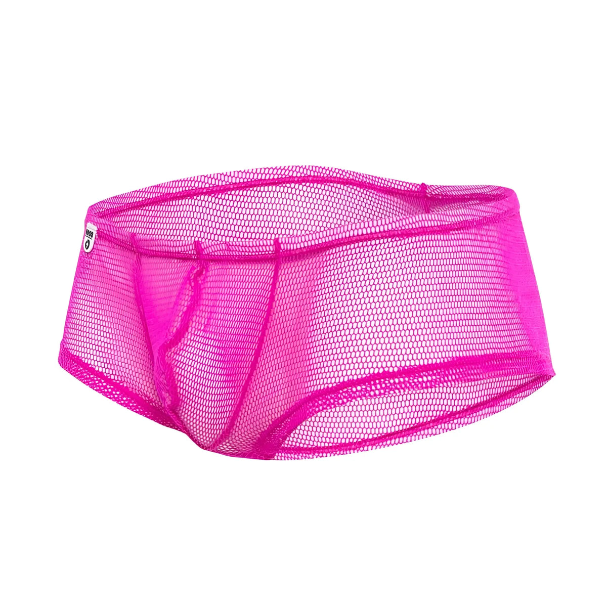 Bright pink mob men’s fishnet boxer short with snug, form-fitting mesh briefs design
