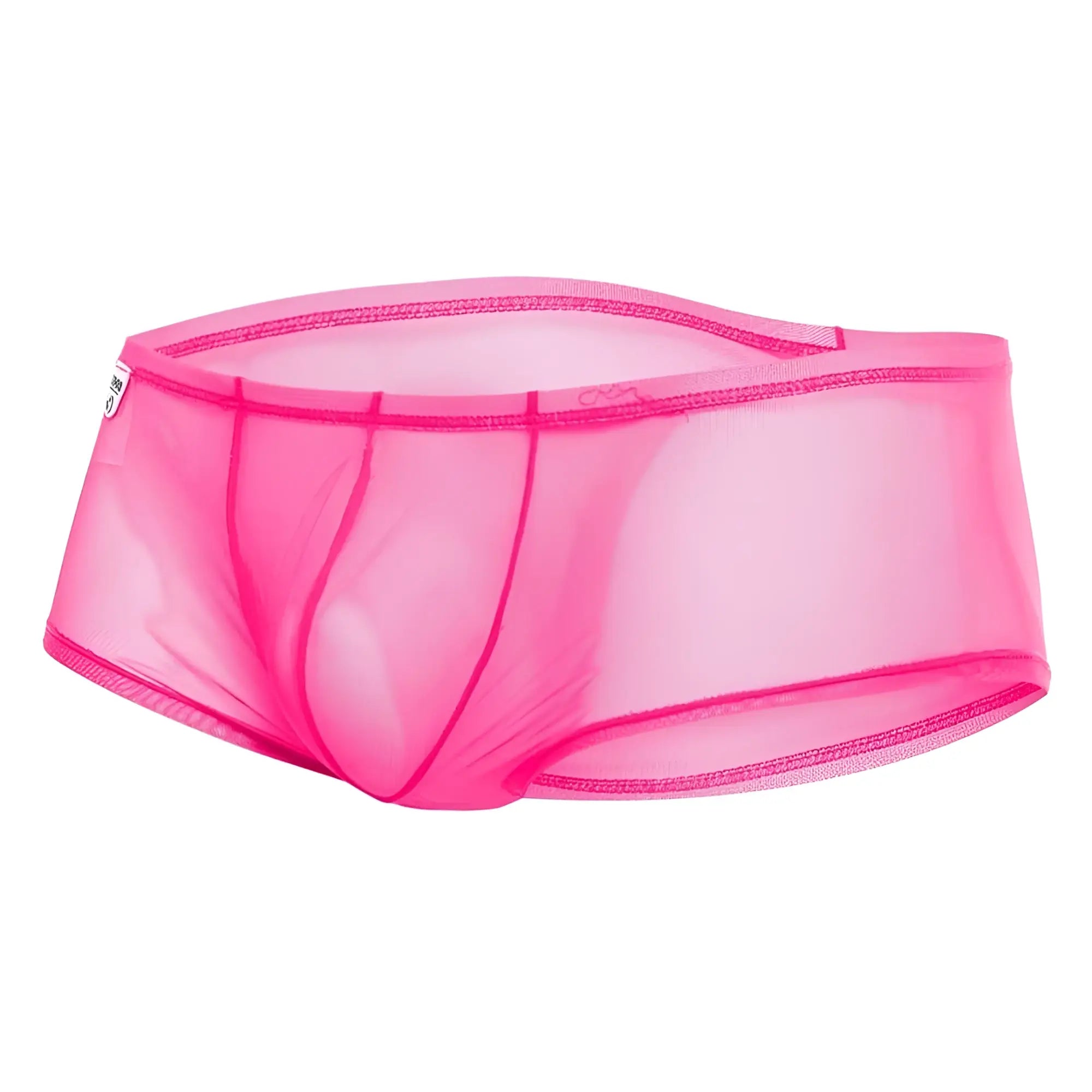 Bright pink sheer mesh briefs with a snug form fitting design in mob mens sexy sheer hip brief style