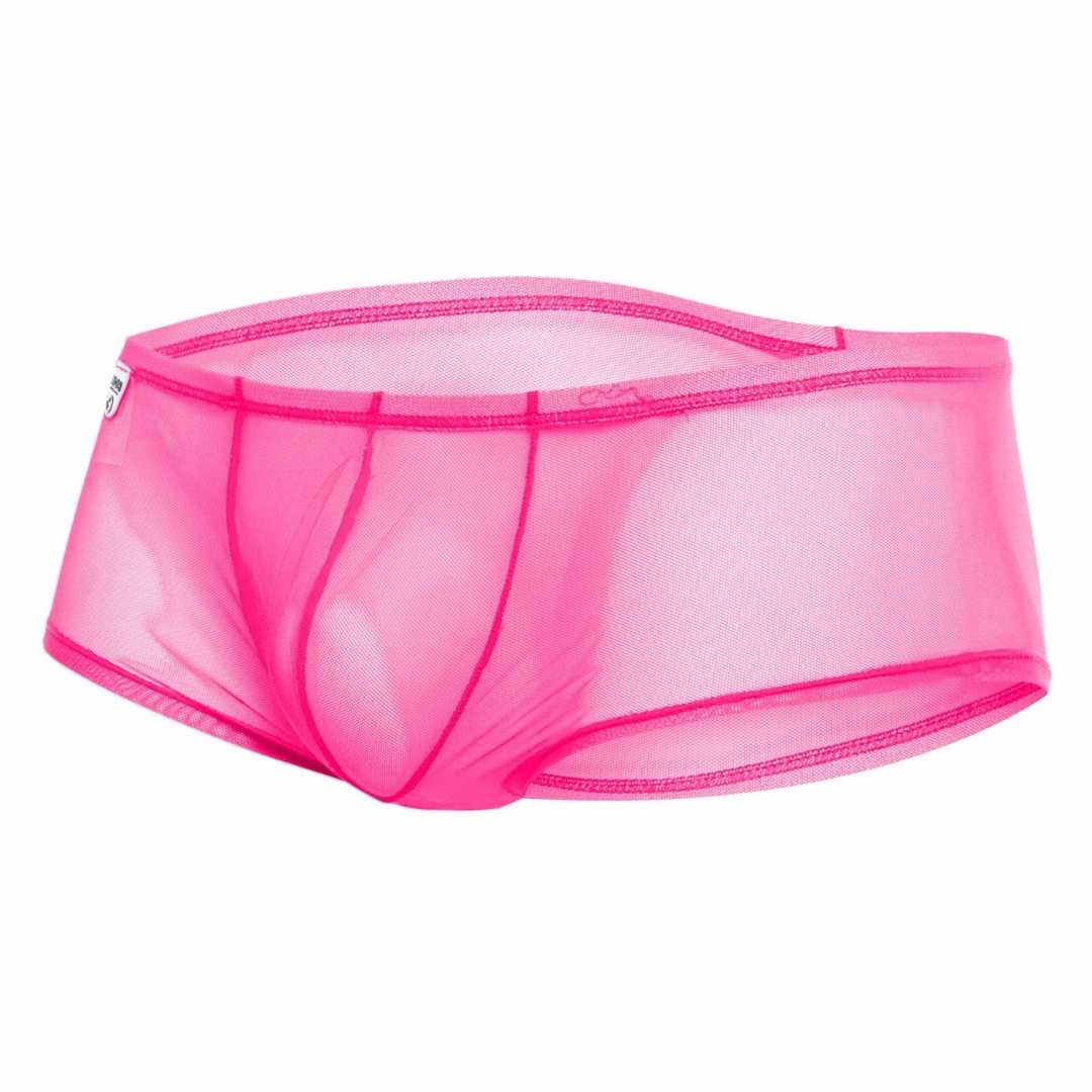 Mob men’s sexy sheer hip brief bright pink mesh briefs with a snug form-fitting design