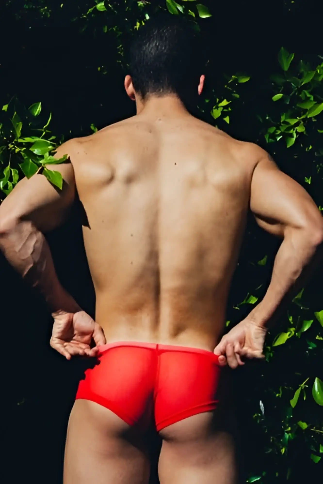 Mob men’s sexy sheer hip brief in red features sheer fabric and a supportive athletic design for active wear
