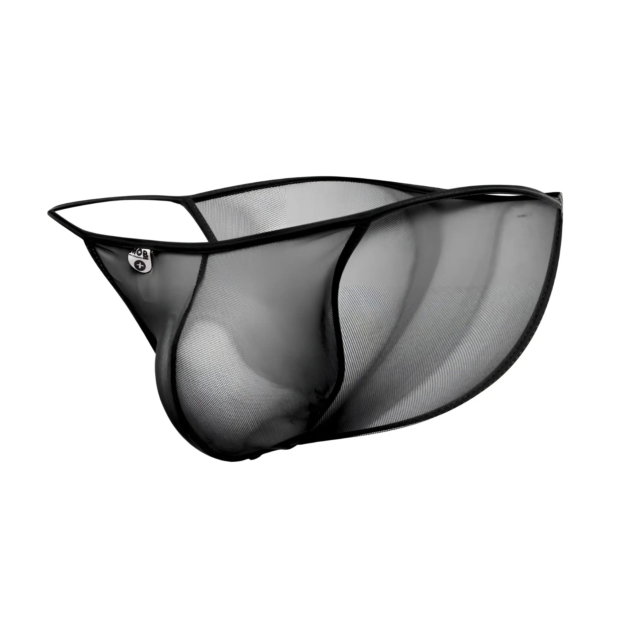Black mesh mob men’s sheer bikini briefs with sleek form-fitting design and reinforced elastic trim