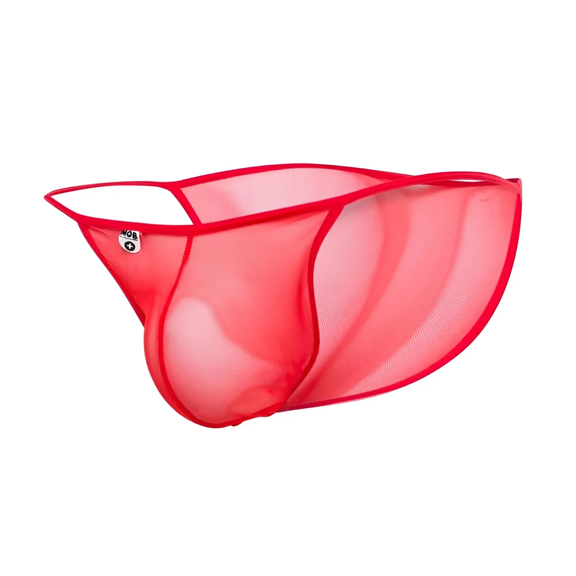 Red mesh briefs with bold form-fitting design and reinforced trim from mob mens sheer bikini collection