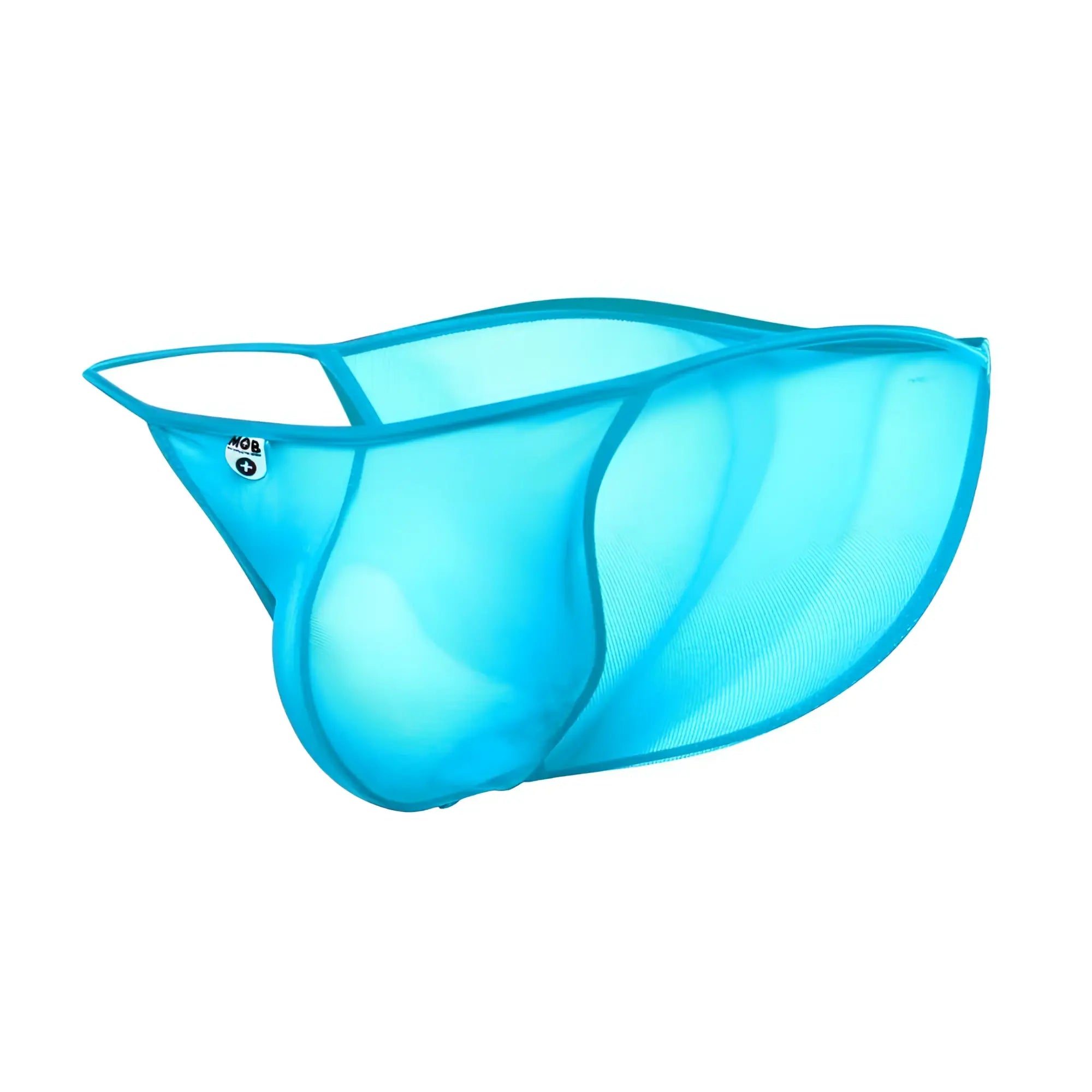 A translucent blue mesh laundry basket with reinforced edges and a sleek modern design for laundry use