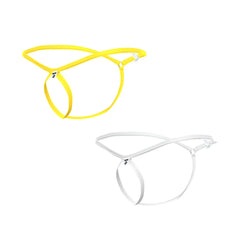 Mob men’s tear drop string thong mbl24 yellow and clear transparent lace thong with minimalist design front view