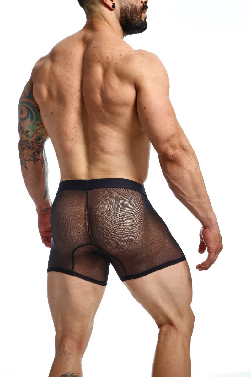 Black mesh boxer briefs mob mesh boxer with subtle wave pattern and reinforced waistband for breathable comfort