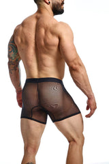 Black mesh boxer briefs mob mesh boxer with subtle wave pattern and reinforced waistband for breathable comfort